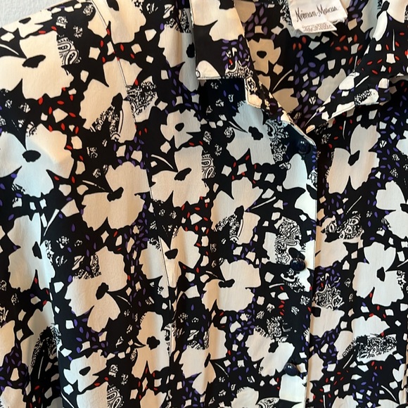 Neiman Marcus Silk Vintage Floral Button Down Spring Maxi Dress - Picture 4 of 8